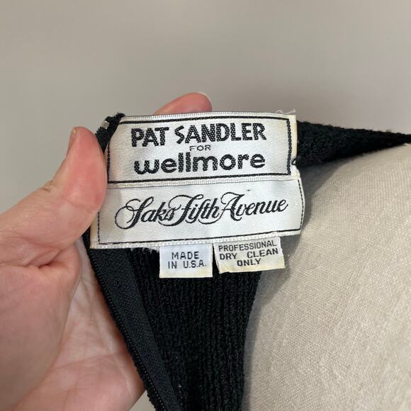 Pat Sandler Wellmore For Saks Fifth Avenue Black Santana Knit Puff Sleeve Dress - Picture 7 of 8